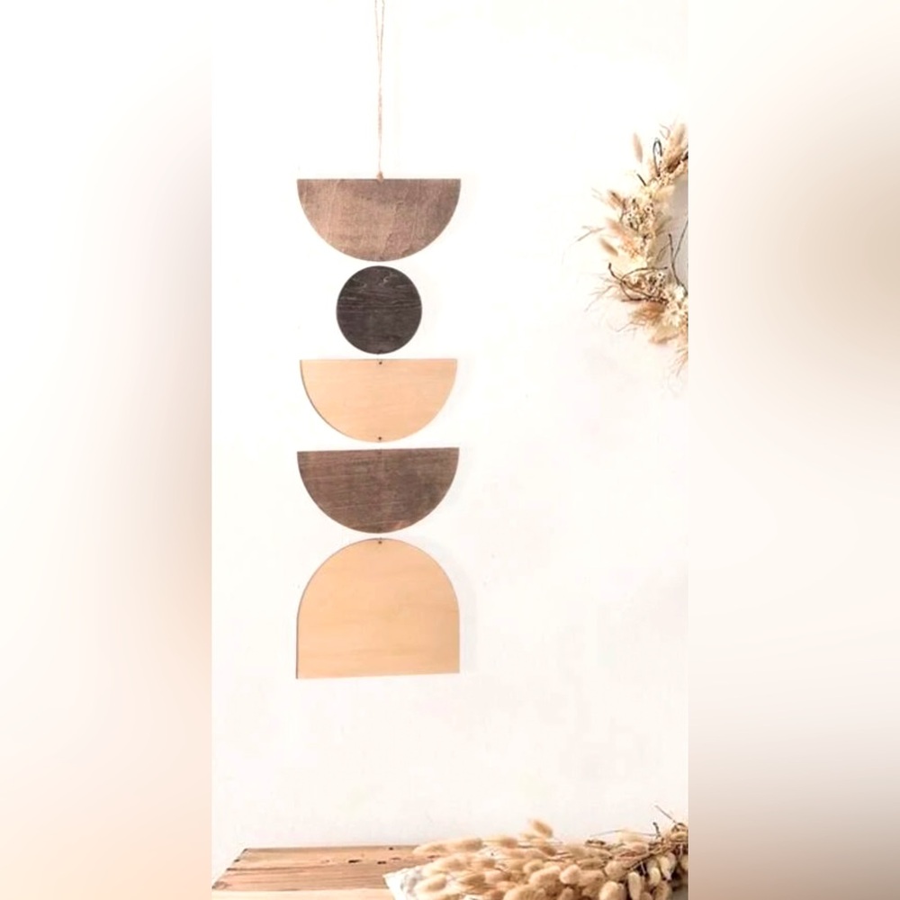 It is Well Boutique; Modern Geometric Wooden Wall Hanger;New; Neutral Tones;Boho